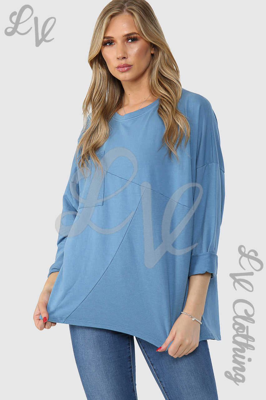 Ladies Ribbed Front Pocket Top Denim - Unit Price £8.99