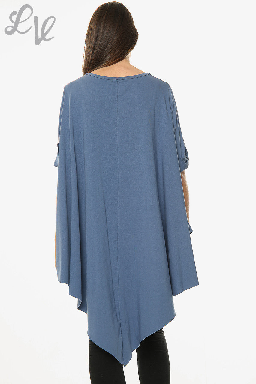 Dames Asymmetrische Top Effen Jeans Stukprijs € 9,99