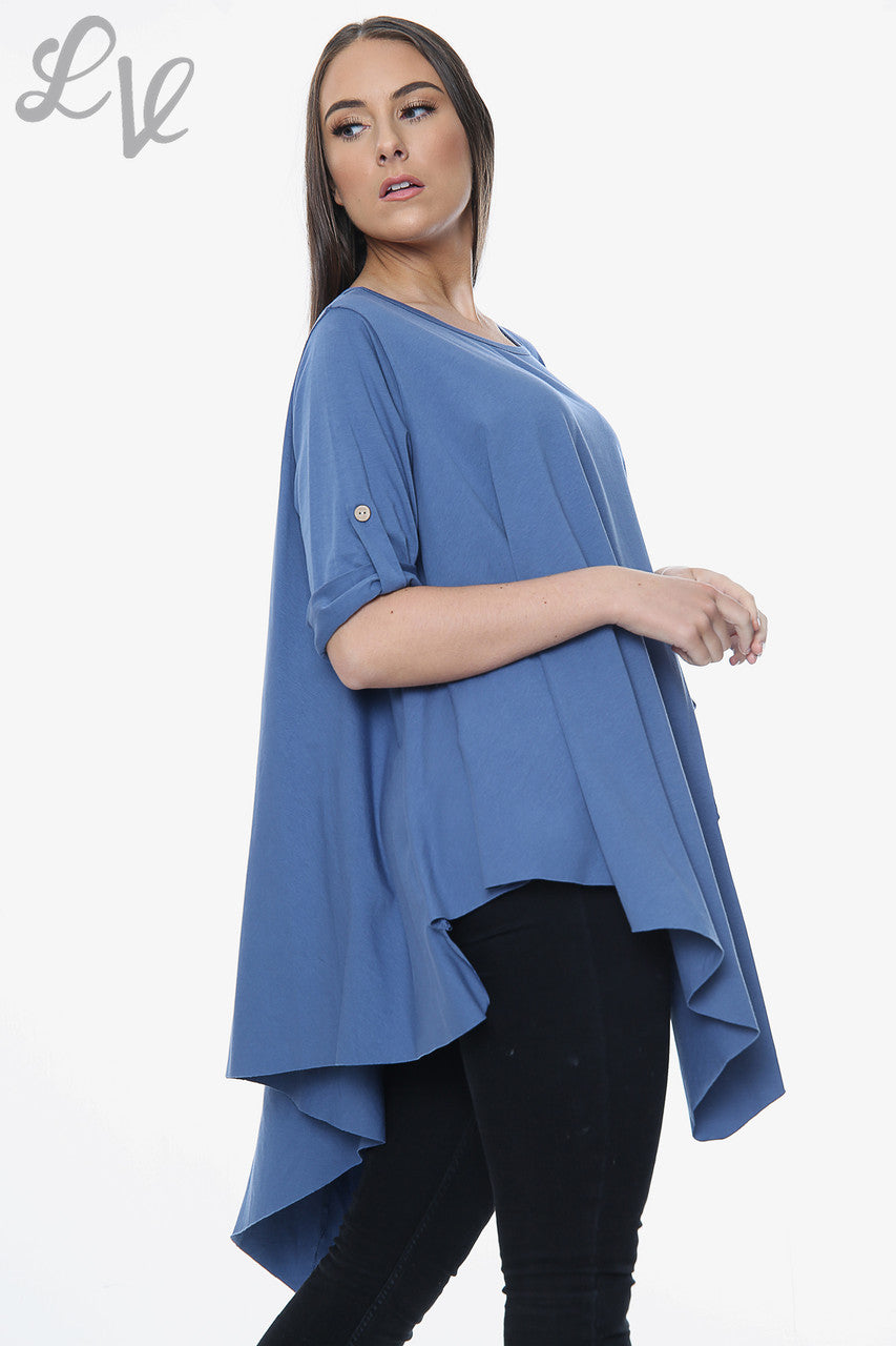 Dames Asymmetrische Top Effen Jeans Stukprijs € 9,99