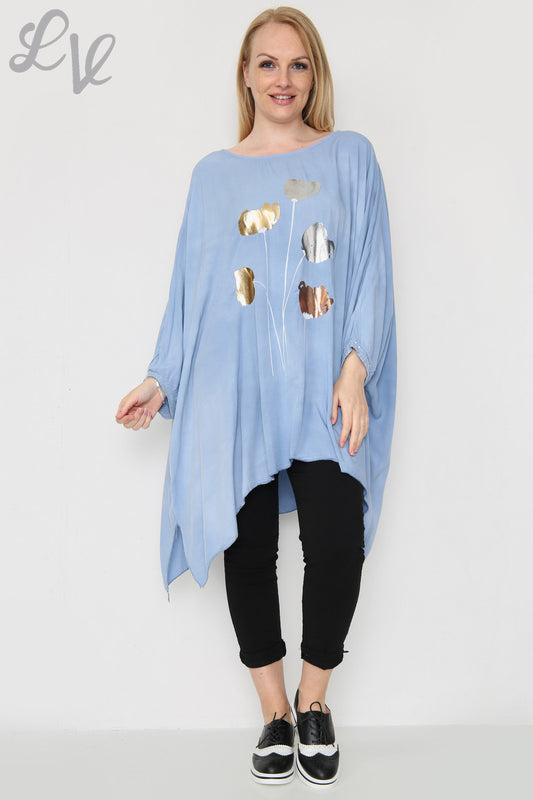Ladies Foil Tulip Print Floaty Top Denim Unit Price £11.99