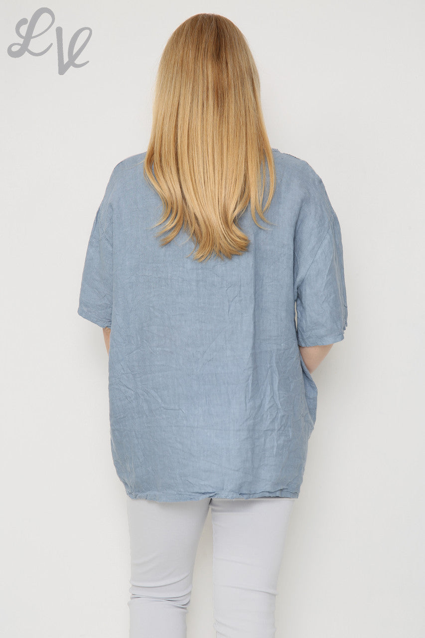Ladies Floral Stripe Linen Top Denim Unit Price £13.99