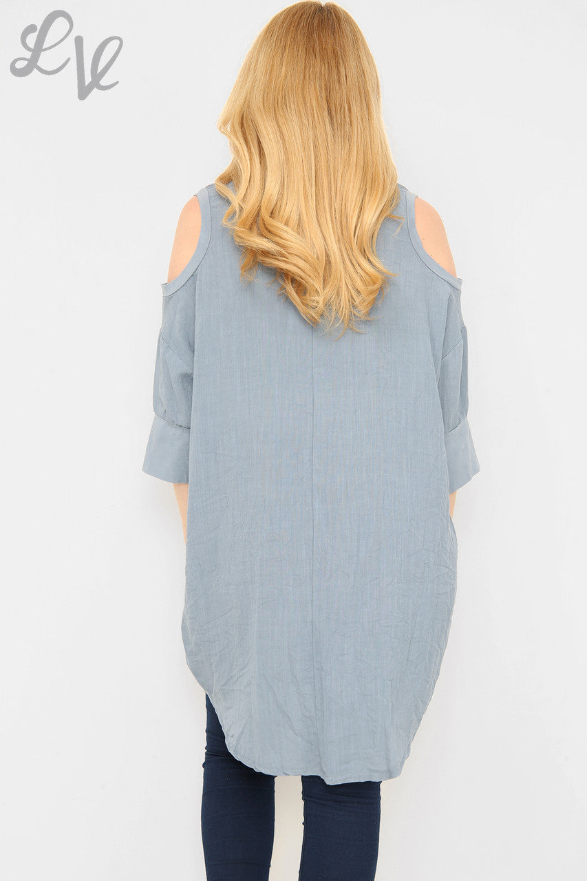 Dames Top Met Blote Schouder Denim Stukprijs € 9,99