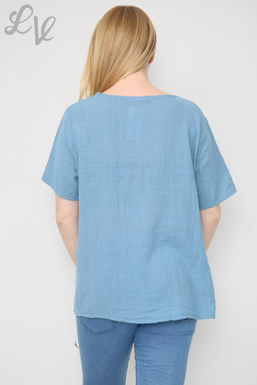 Dames Sterrenpailletten Top Denim Stukprijs €8,99