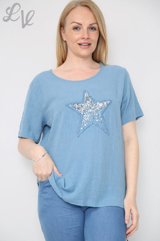 Ladies Star Sequin Top Denim Unit Price £8.99