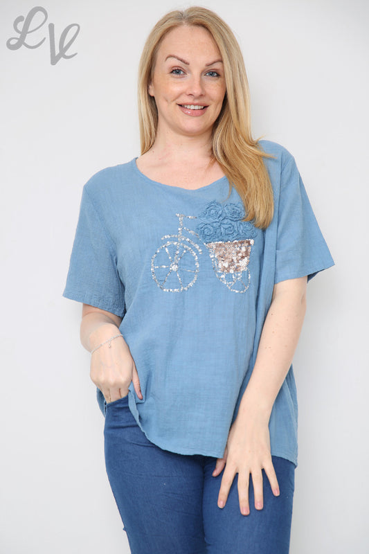 Ladies Bicycle Sequin Top Denim Unit Price £8.99