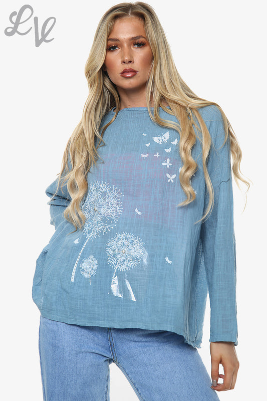 Ladies Dandelion Long Sleeve Top Denim Unit Price £10.99