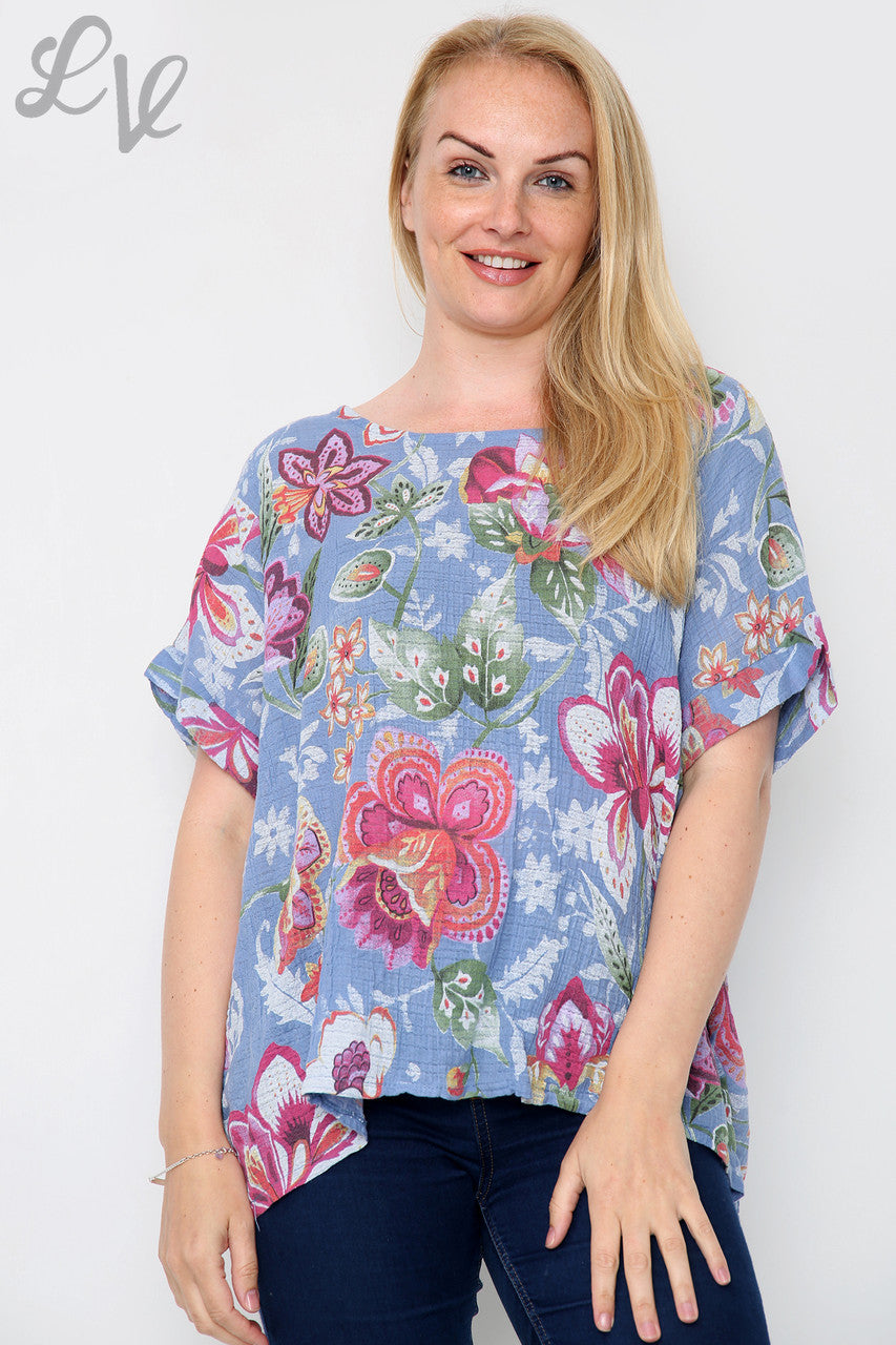 Dames Top Met Bloemen Paisley Print Denim Prijs per stuk £ 8,99