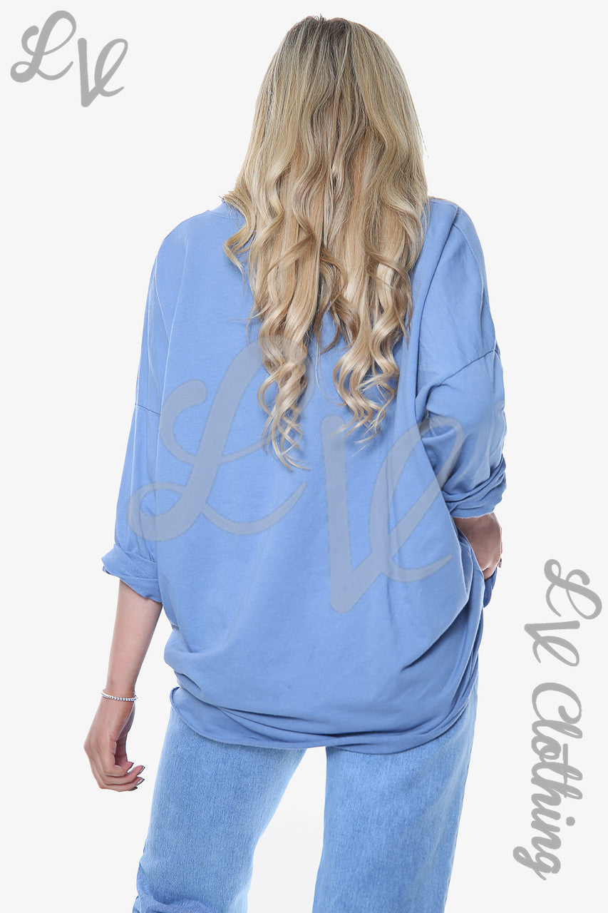 Ladies Foil Colourful Blocks Sweatshirt Top Denim Unit Price £11.99
