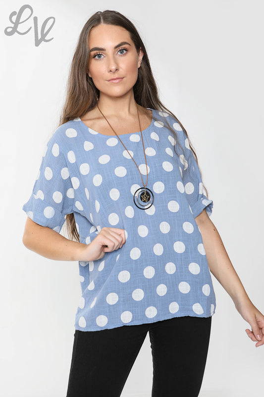 Ladies Spotty Print Top Denim - Unit Price £9.99
