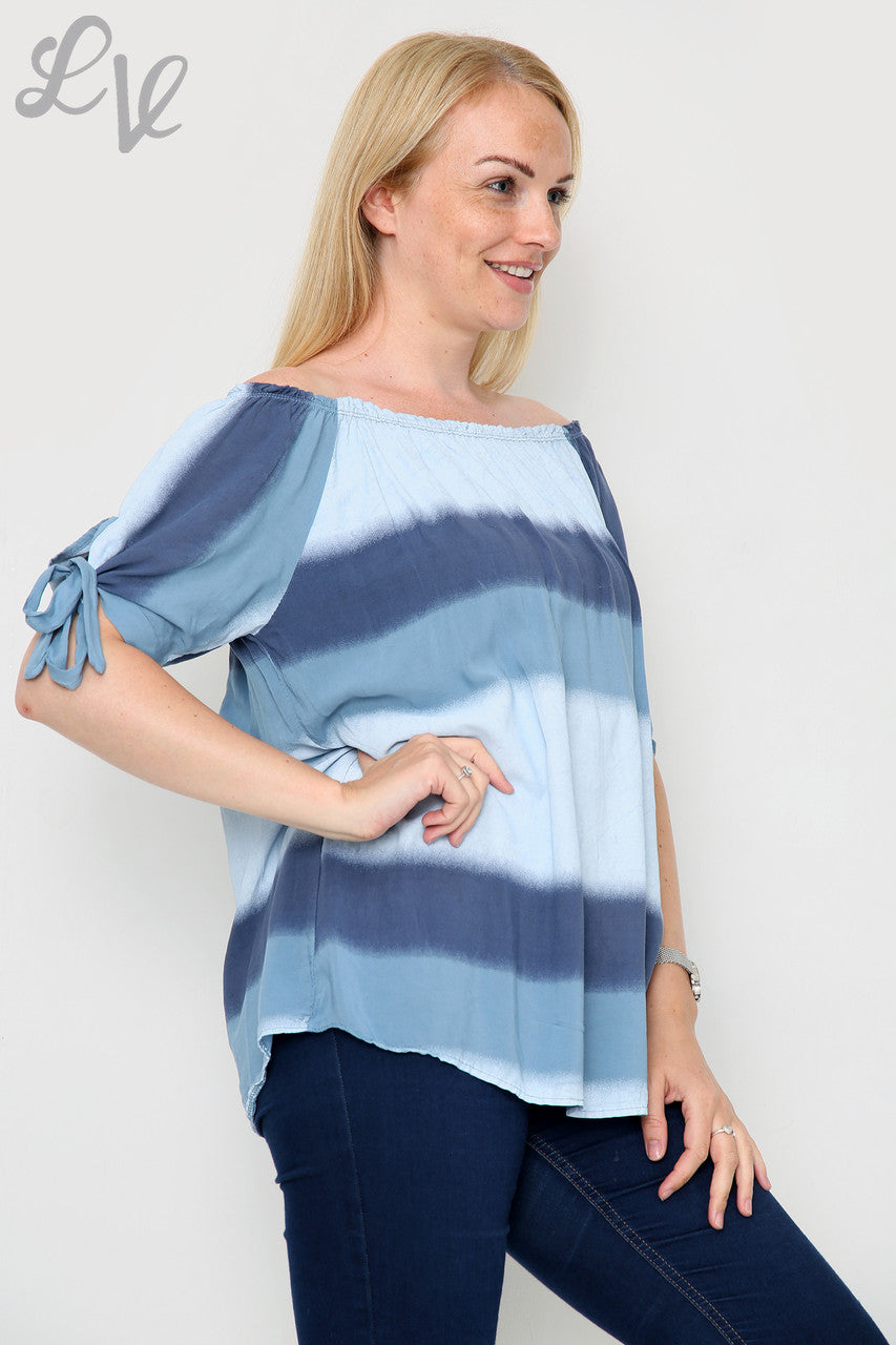 Dames Gypsy Tie Dye Print Top Denim - Prijs per eenheid €9,99