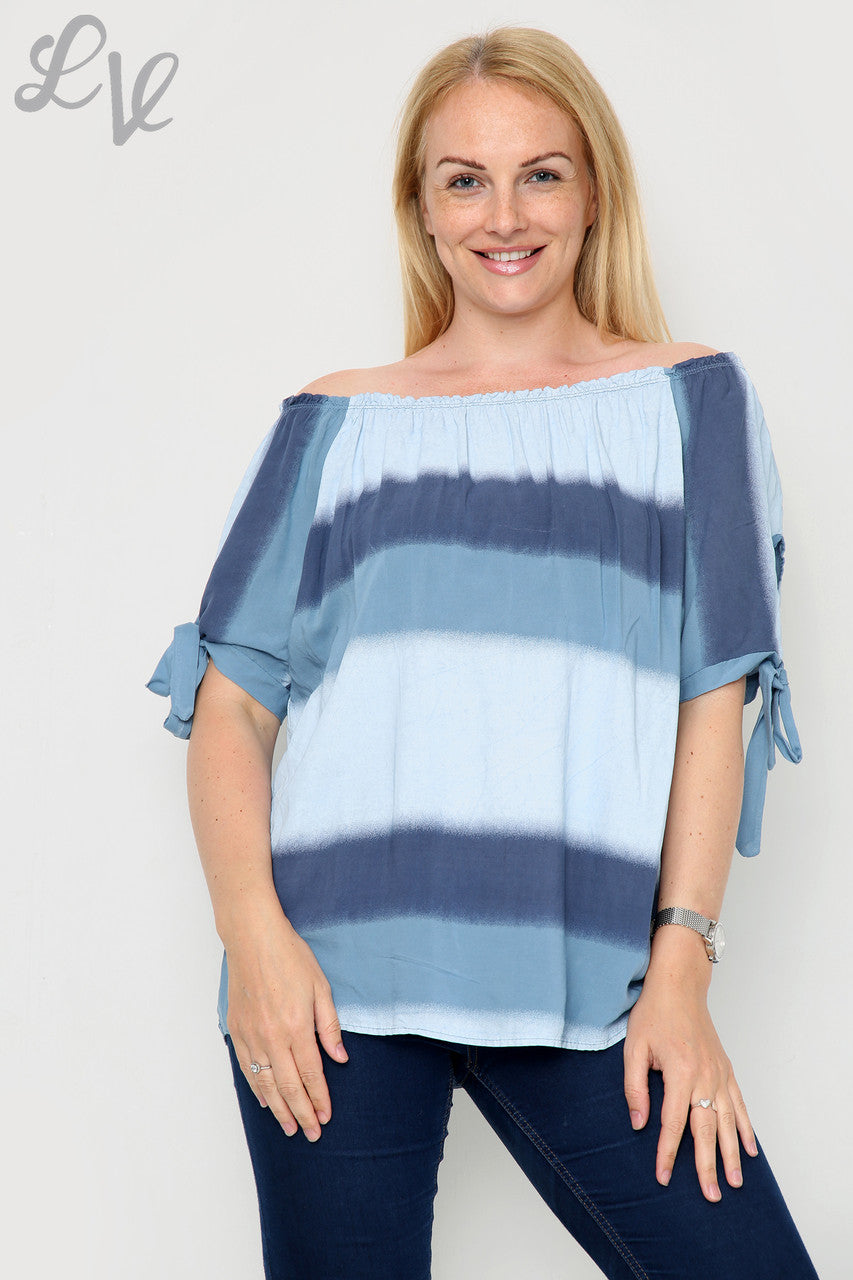 Dames Gypsy Tie Dye Print Top Denim - Prijs per eenheid €9,99