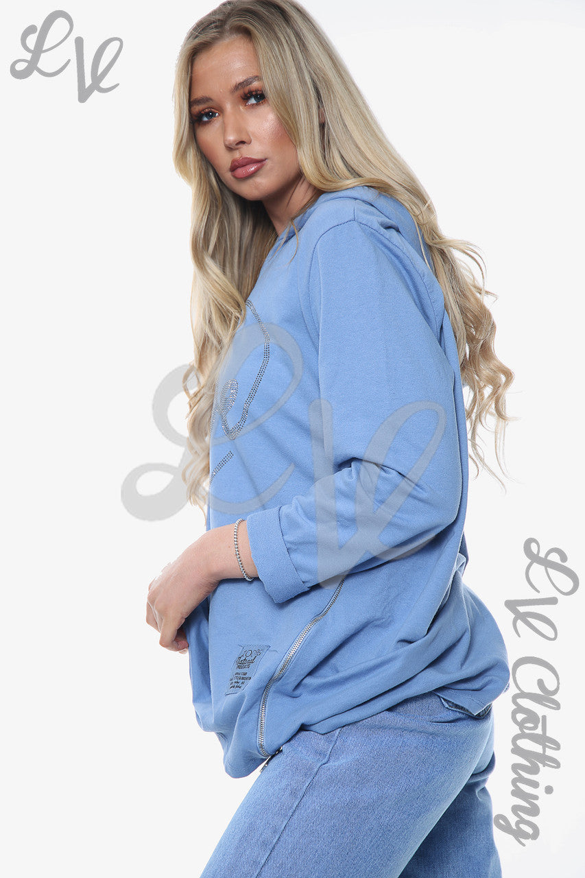 Dames Dimante Love Heart Top met capuchon Denim Stukprijs WAS €14,99 NU €7,49