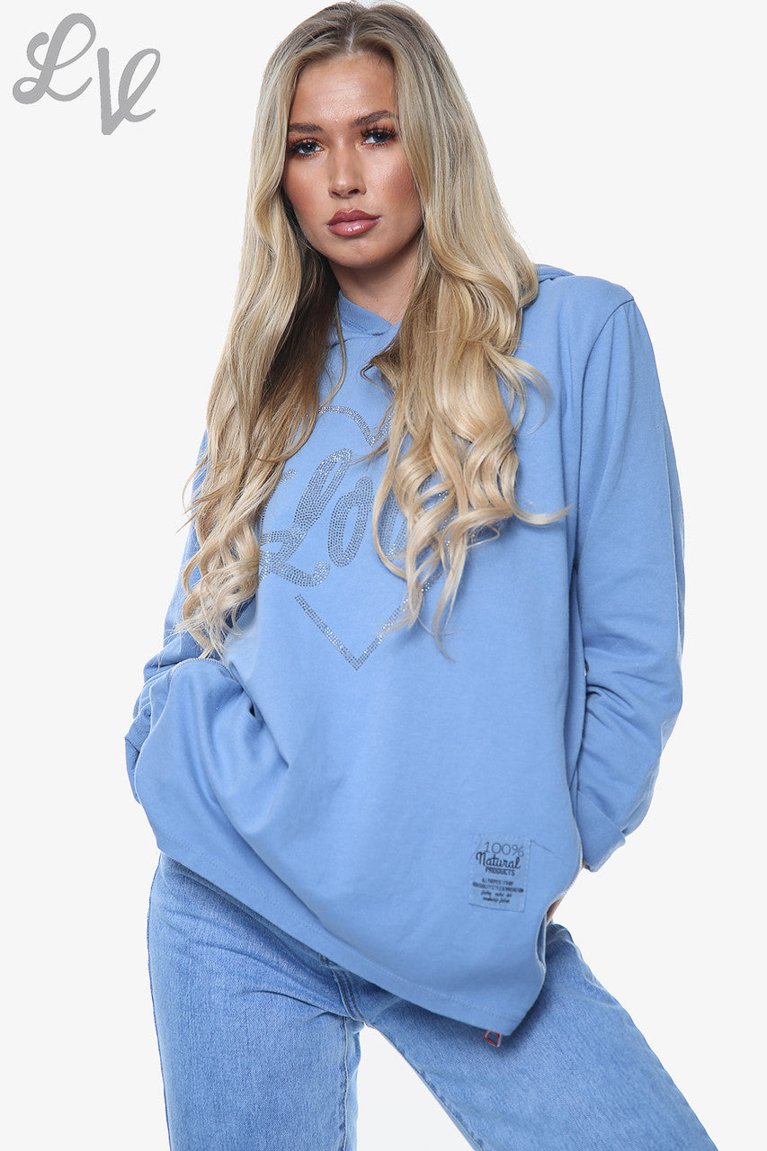 Dames Dimante Love Heart Top met capuchon Denim Stukprijs WAS €14,99 NU €7,49