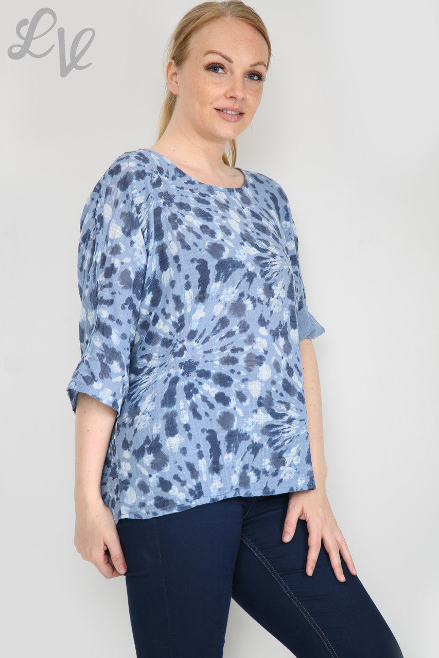 Ladies Tie Dye Print Simple Top Denim Unit Price £7.99