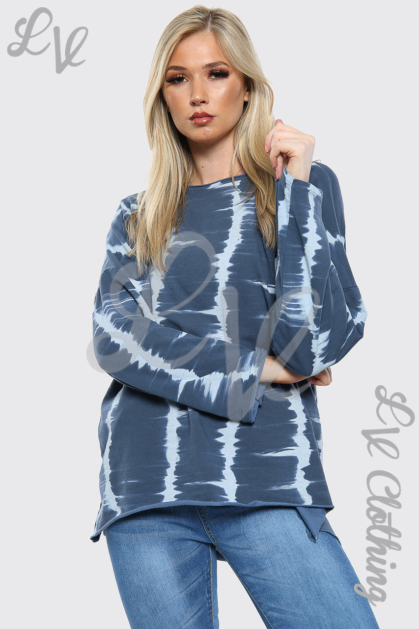 Dames Tie Dye Print Sweatshirt Top Denim - Eenheidsprijs € 8,99
