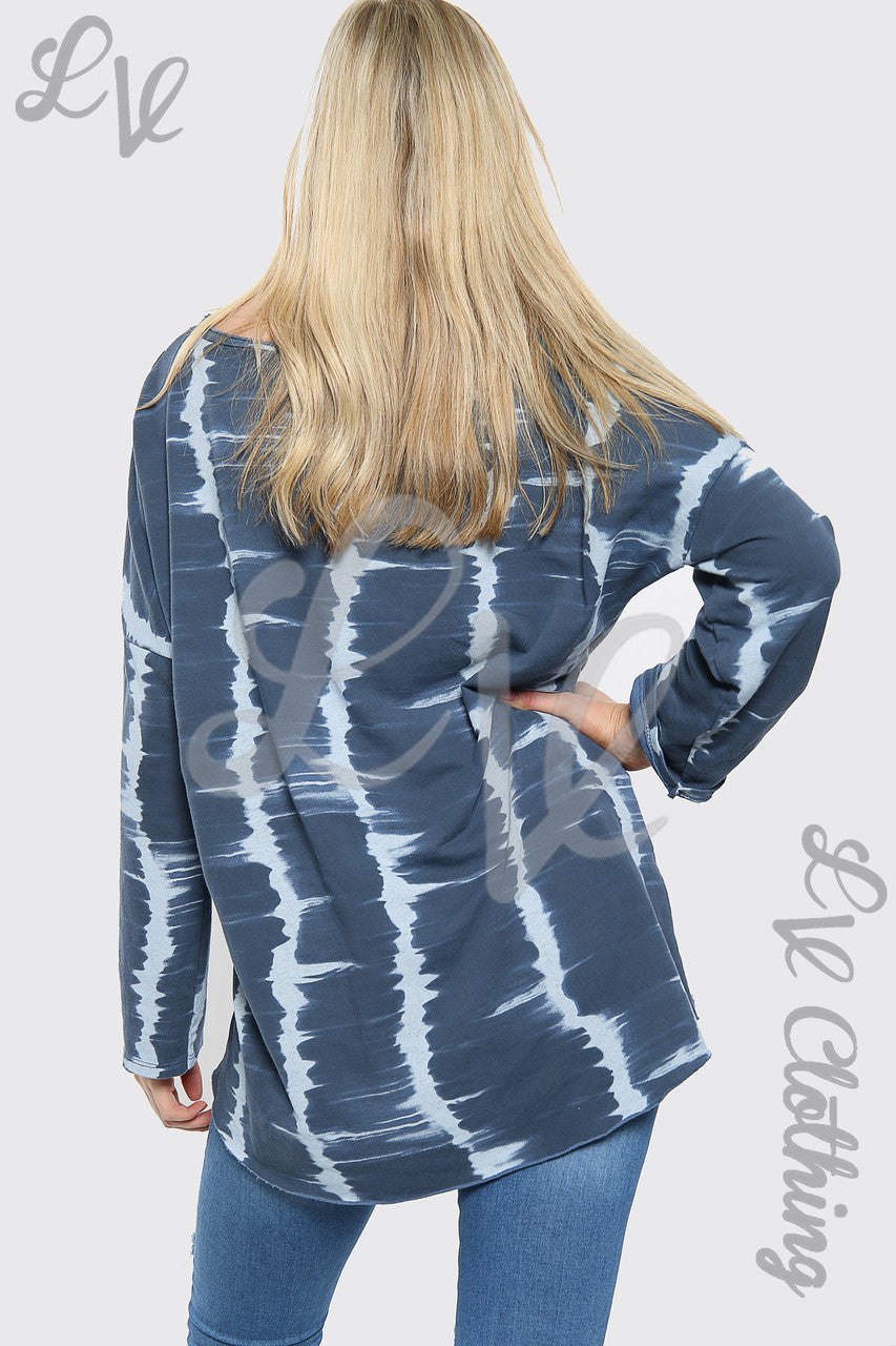 Dames Tie Dye Print Sweatshirt Top Denim - Eenheidsprijs € 8,99