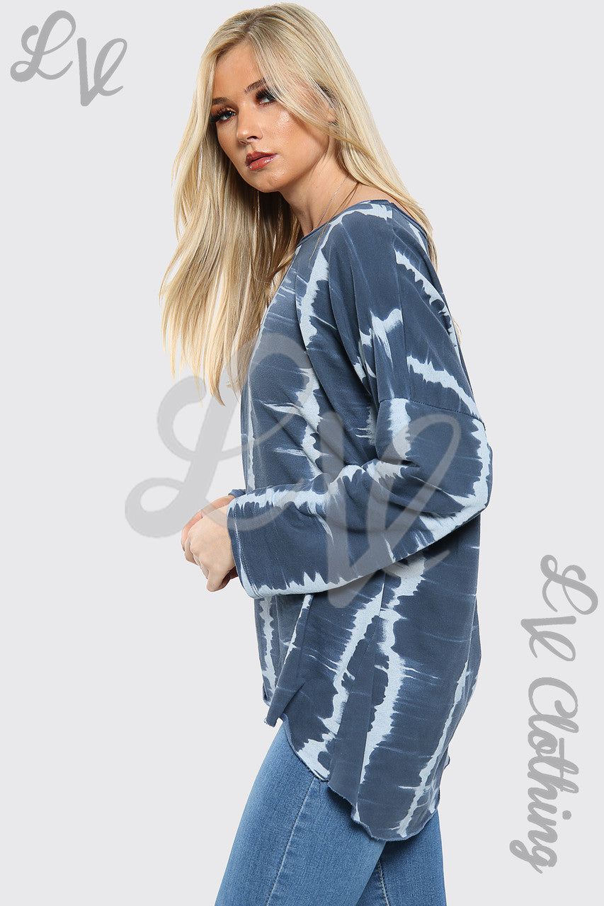 Dames Tie Dye Print Sweatshirt Top Denim - Eenheidsprijs € 8,99