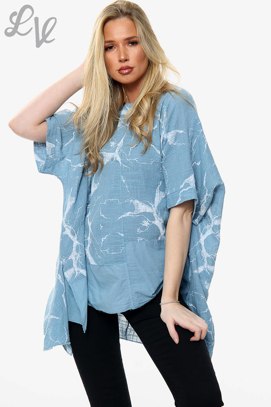 Ladies Marble Effect Print Top Denim Unit Price £10.99