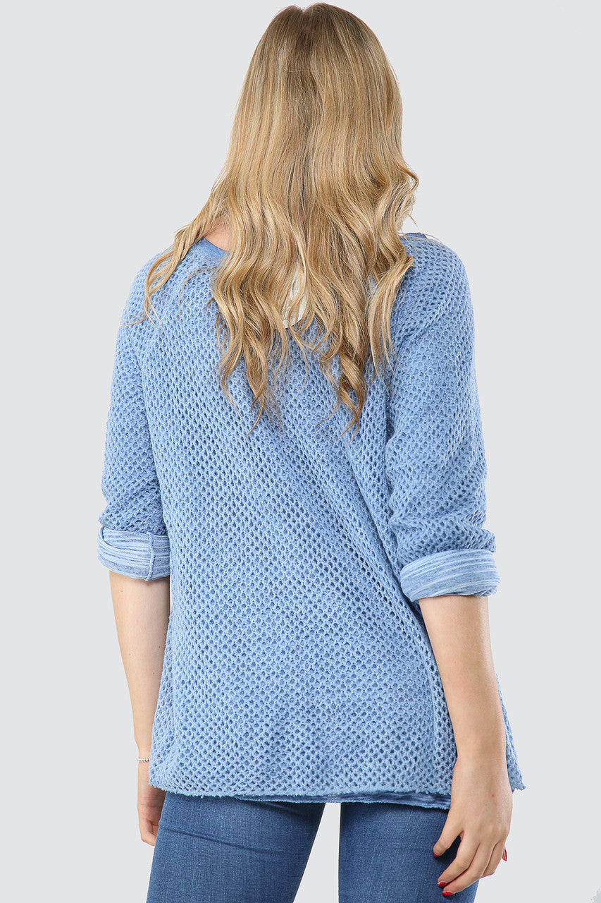 Dames Gebreide Gelaagde Trui Denim Stukprijs € 15,99