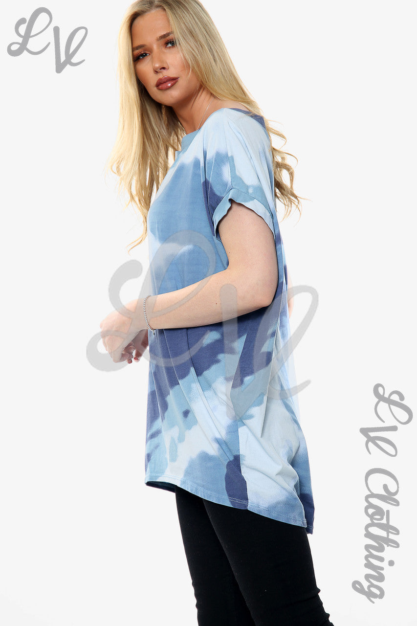 Dames Top met Aquarelprint Denim Stuksprijs €8,99