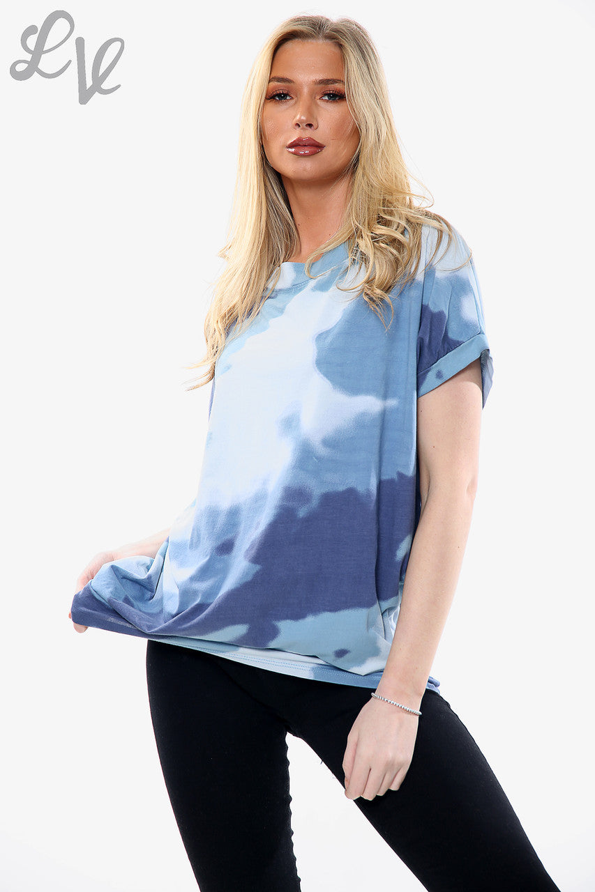 Dames Top met Aquarelprint Denim Stuksprijs €8,99
