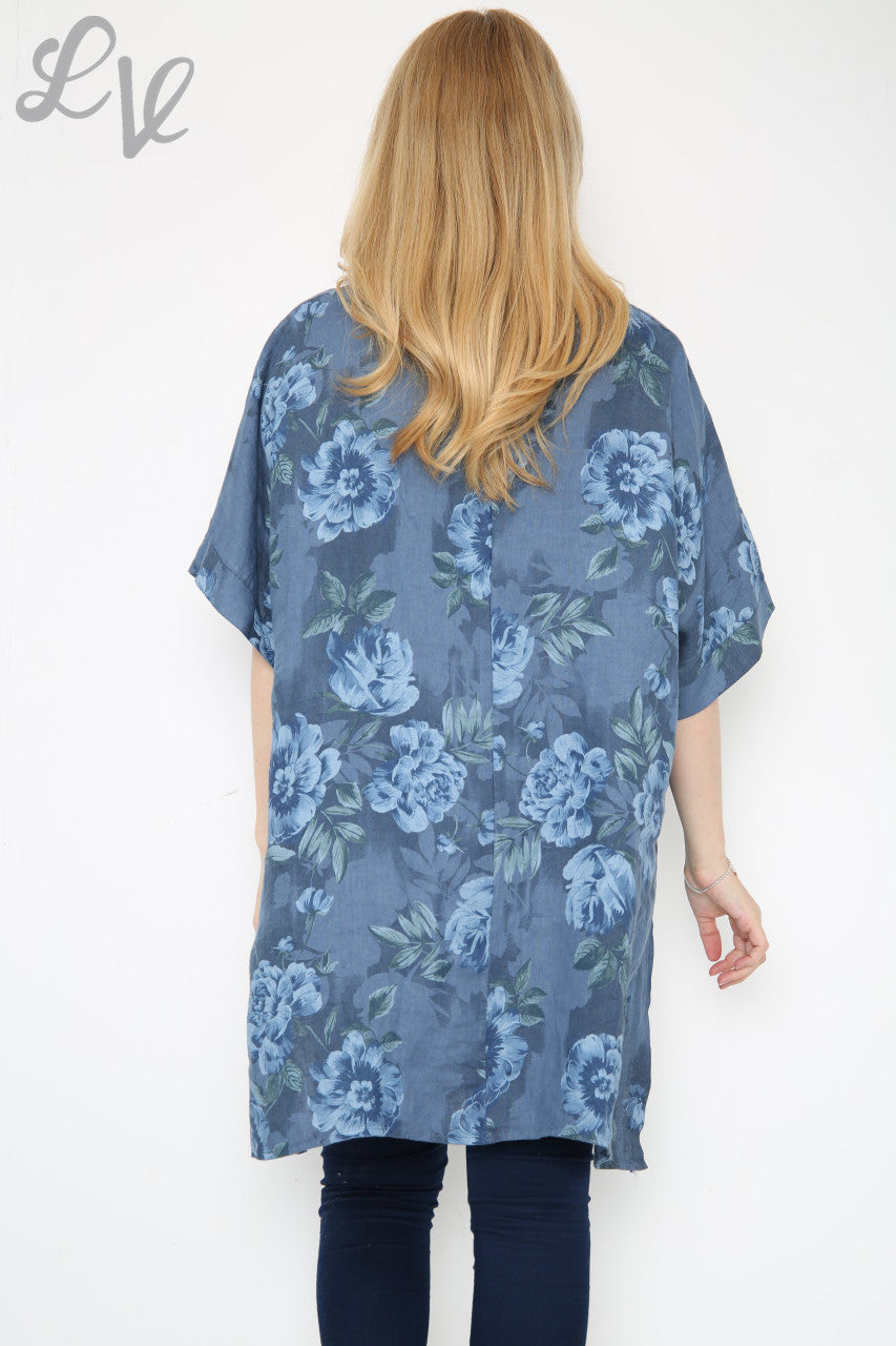 Ladies Flowers Stem Print Top Denim Unit Price £12.99