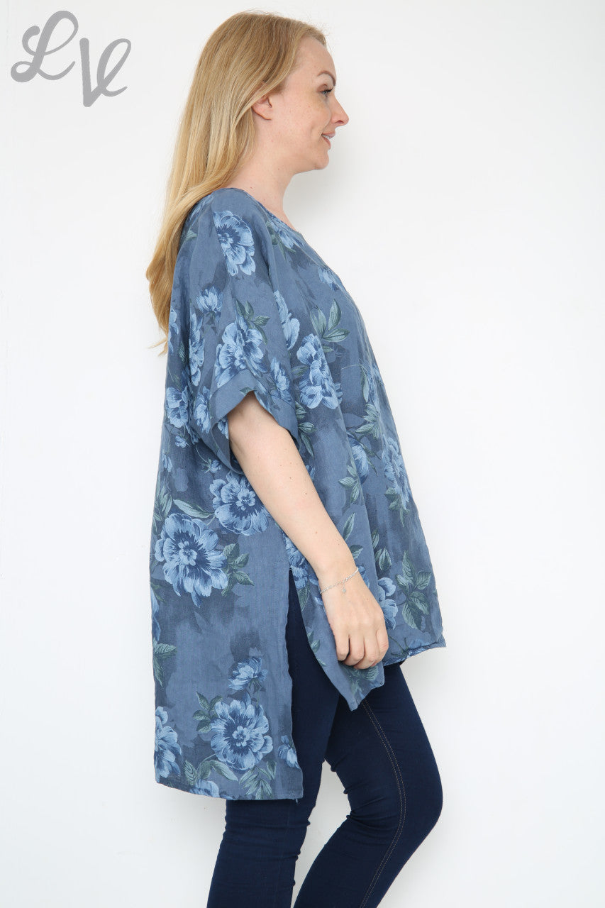 Ladies Flowers Stem Print Top Denim Unit Price £12.99
