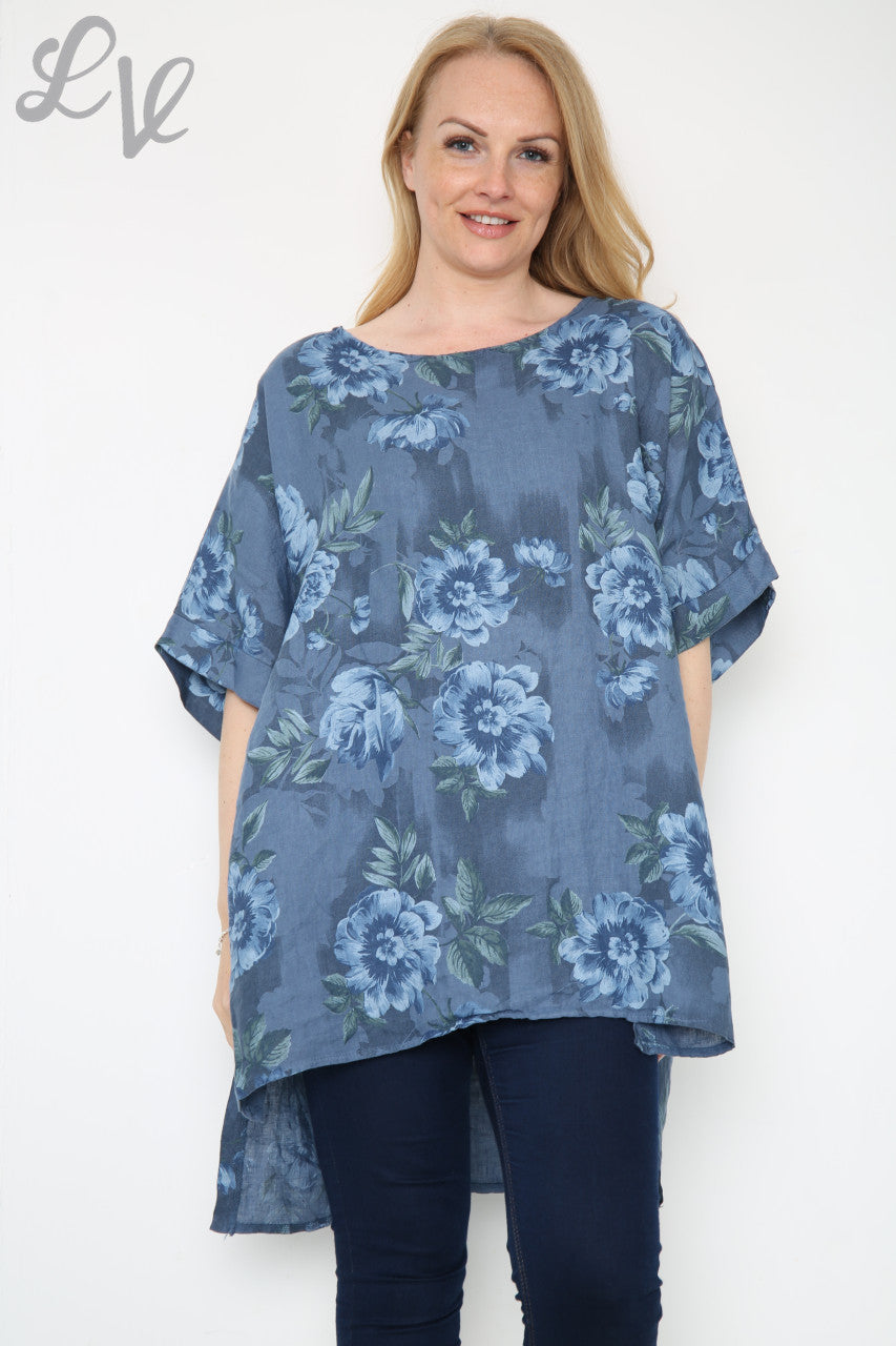 Ladies Flowers Stem Print Top Denim Unit Price £12.99