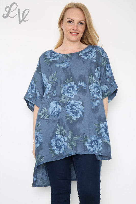Ladies Flowers Stem Print Top Denim Unit Price £12.99
