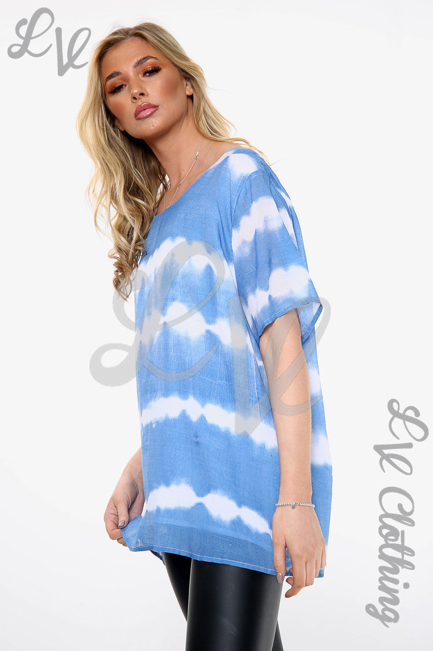 Ladies Tie Dye Stripe Print Top Denim Unit Price £8.99