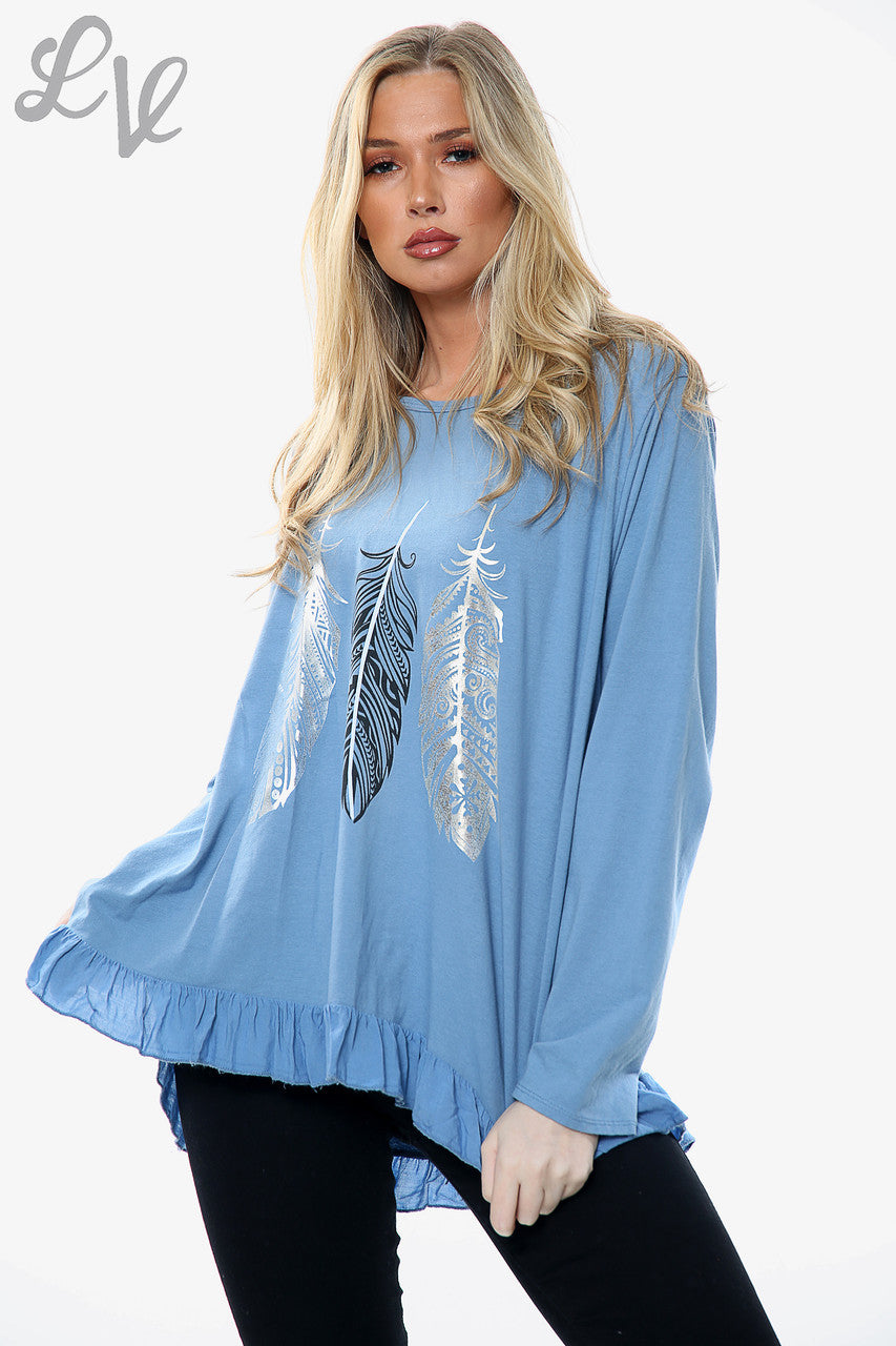 Dames Top met Verenprint Grafische Jeansstukprijs WAS €10,99 NU €5,49