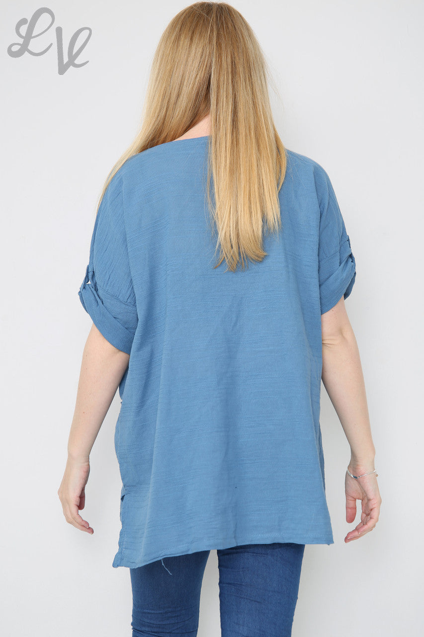 Ladies Linen Pocket Front Top Denim Unit Price £9.99