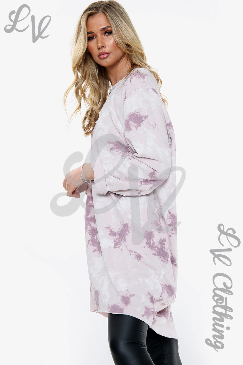 Ladies Cloud Print Sweatshirt Top Dusty Pink Unit Price WAS £13.99 NOW £6.99
