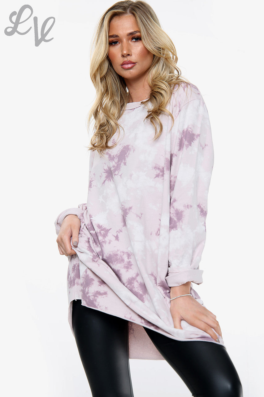 Ladies Cloud Print Sweatshirt Top Dusty Pink Unit Price WAS £13.99 NOW £6.99