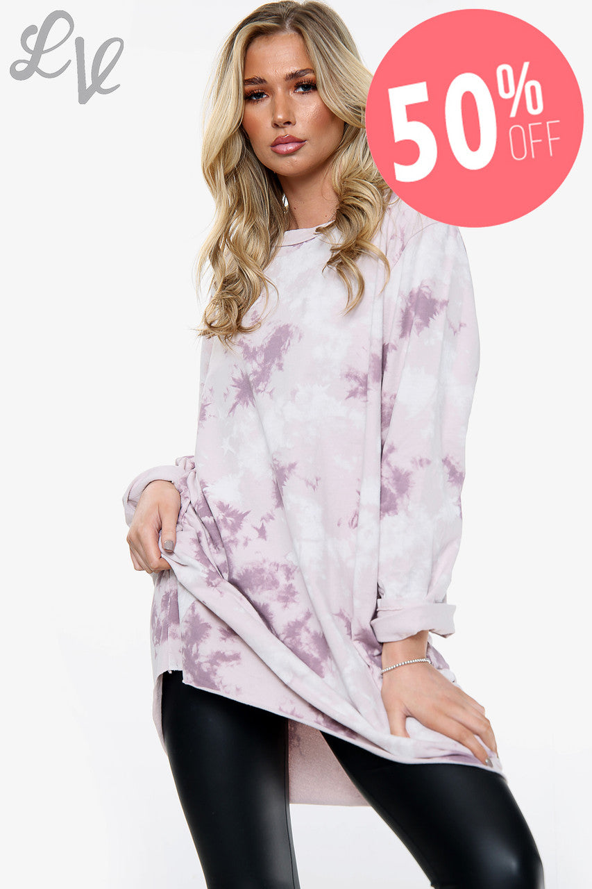 Ladies Cloud Print Sweatshirt Top Dusty Pink Unit Price WAS £13.99 NOW £6.99