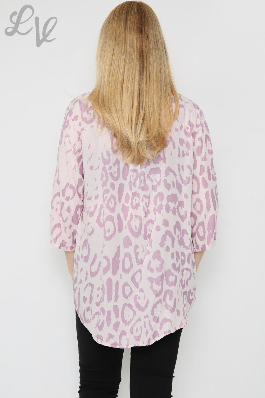 Damesblouse met dierenprint Stoffig Roze Stukprijs €8,99