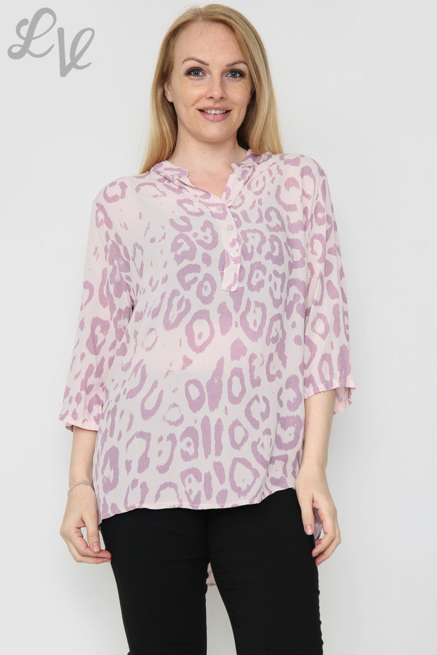 Damesblouse met dierenprint Stoffig Roze Stukprijs €8,99