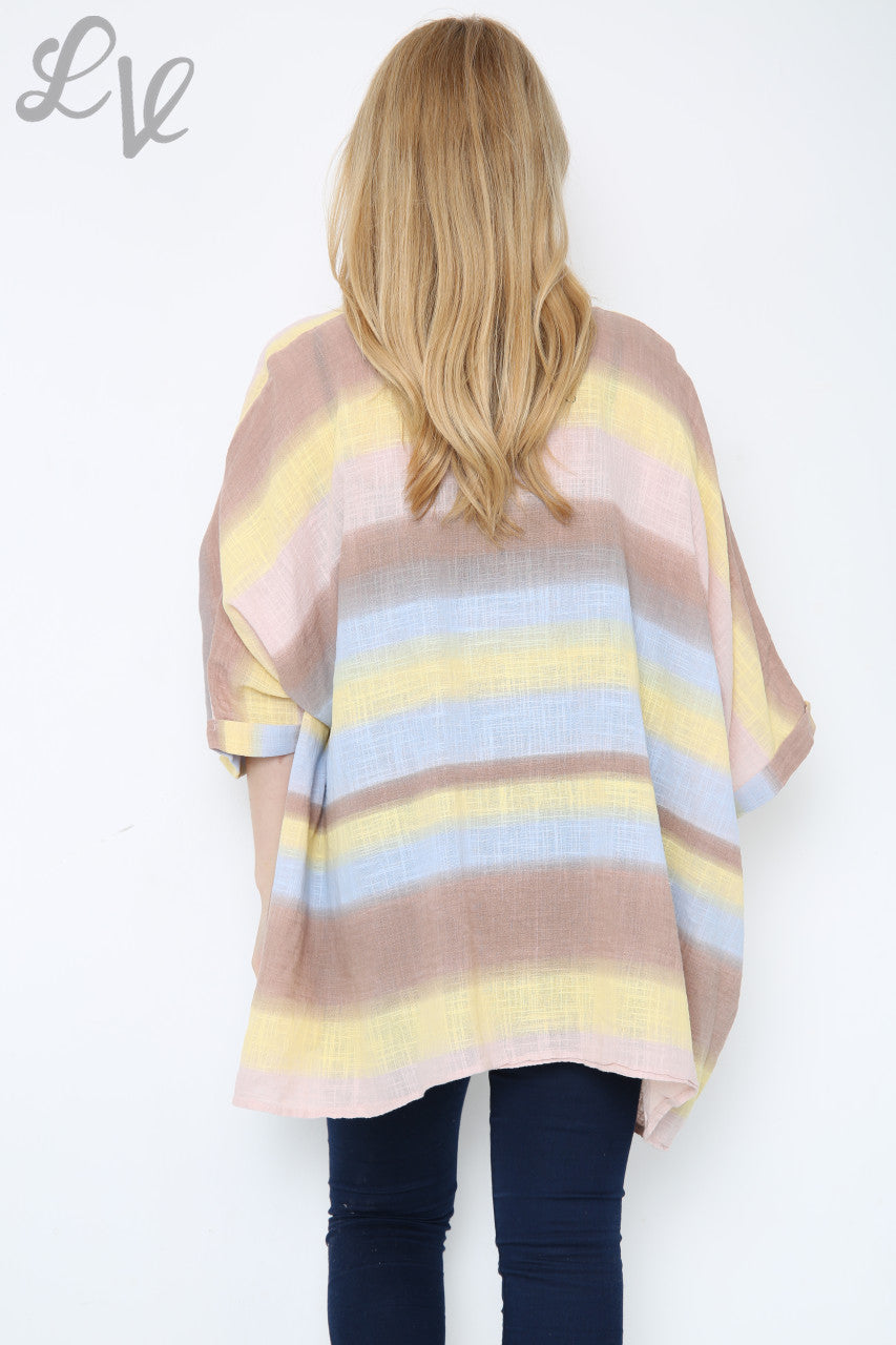 Dames Ombre Kleurrijke Vleermuismouw Top Dusty Roze Stukprijs € 10,99