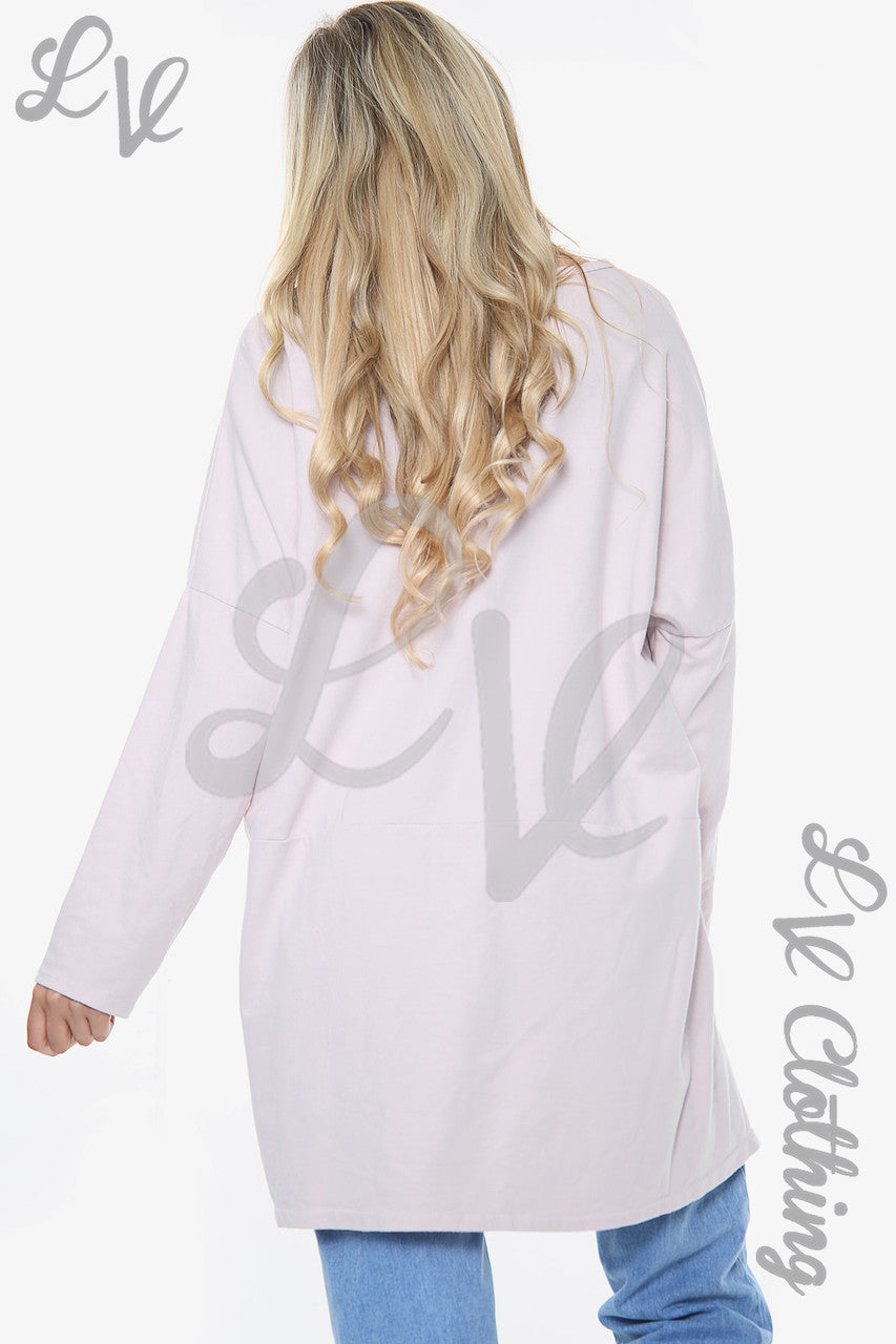 Dames Effen Sweatshirt Met Rits Detail Dusty Pink Stukprijs €12,99