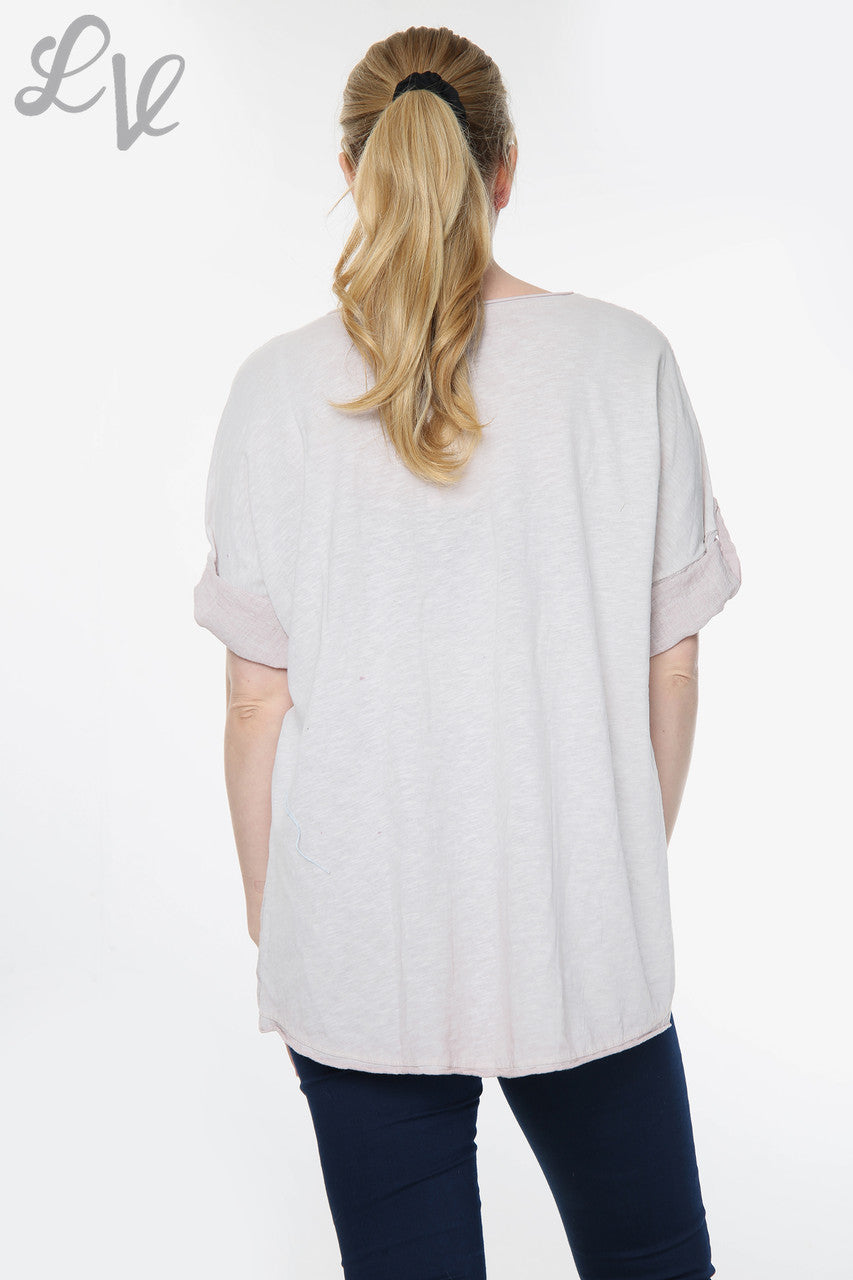 Dames Bovenstuk met Verfstrepen Stoffig Roze Stukprijs € 12,99