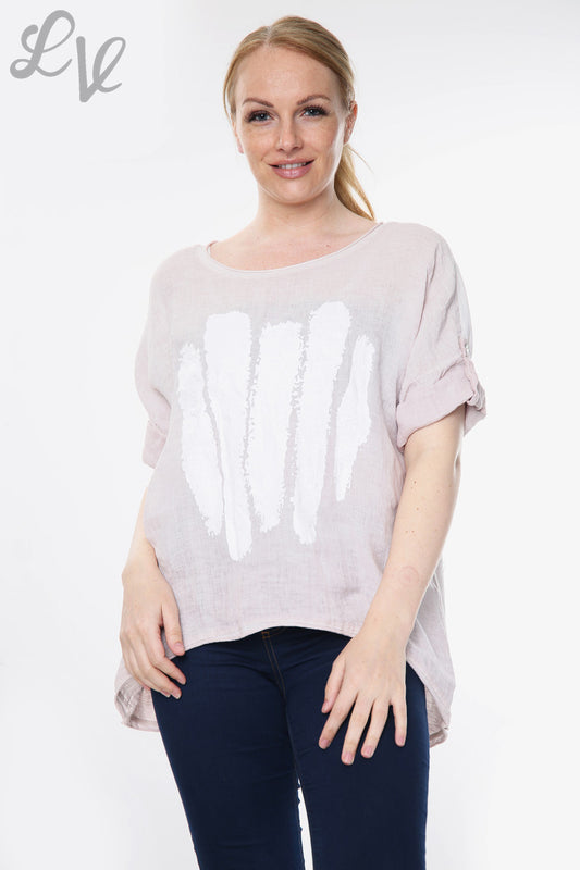 Ladies Paint Stripe Top Dusty Pink Unit Price £12.99