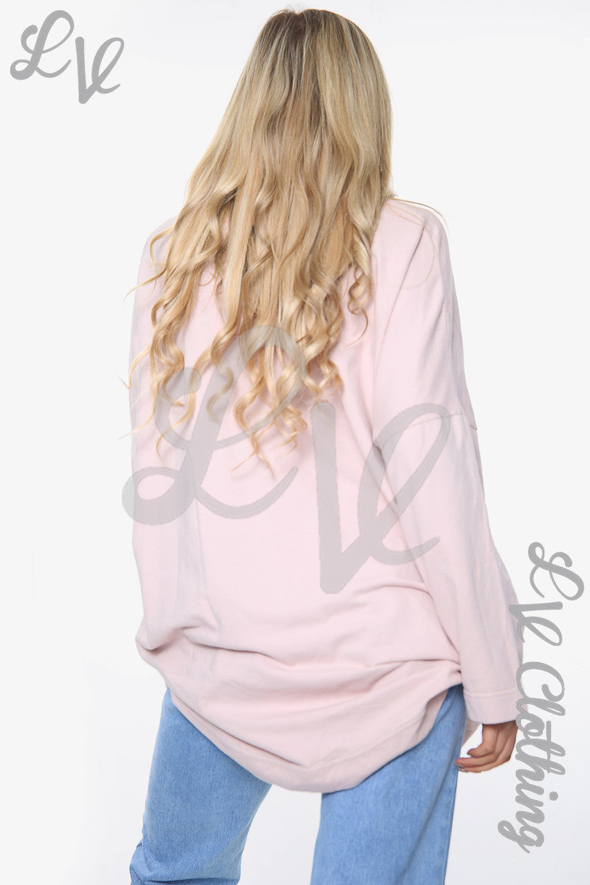 Ladies Graffiti Shapes Sweatshirt Top Dusty Pink Unit Price £11.99