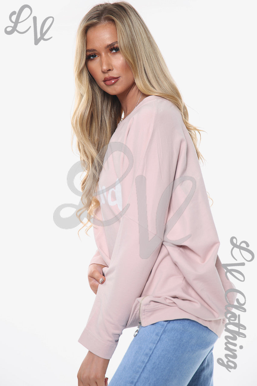 Ladies Be Kind Sweatshirt Top Dusty Pink Unit Price WAS £13.99 NOW £10.49