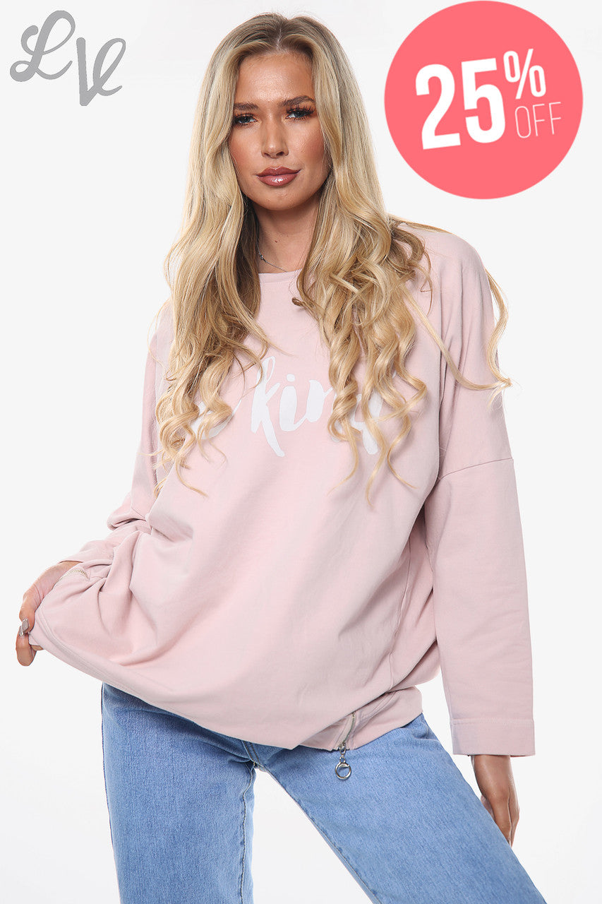 Ladies Be Kind Sweatshirt Top Dusty Pink Unit Price WAS £13.99 NOW £10.49
