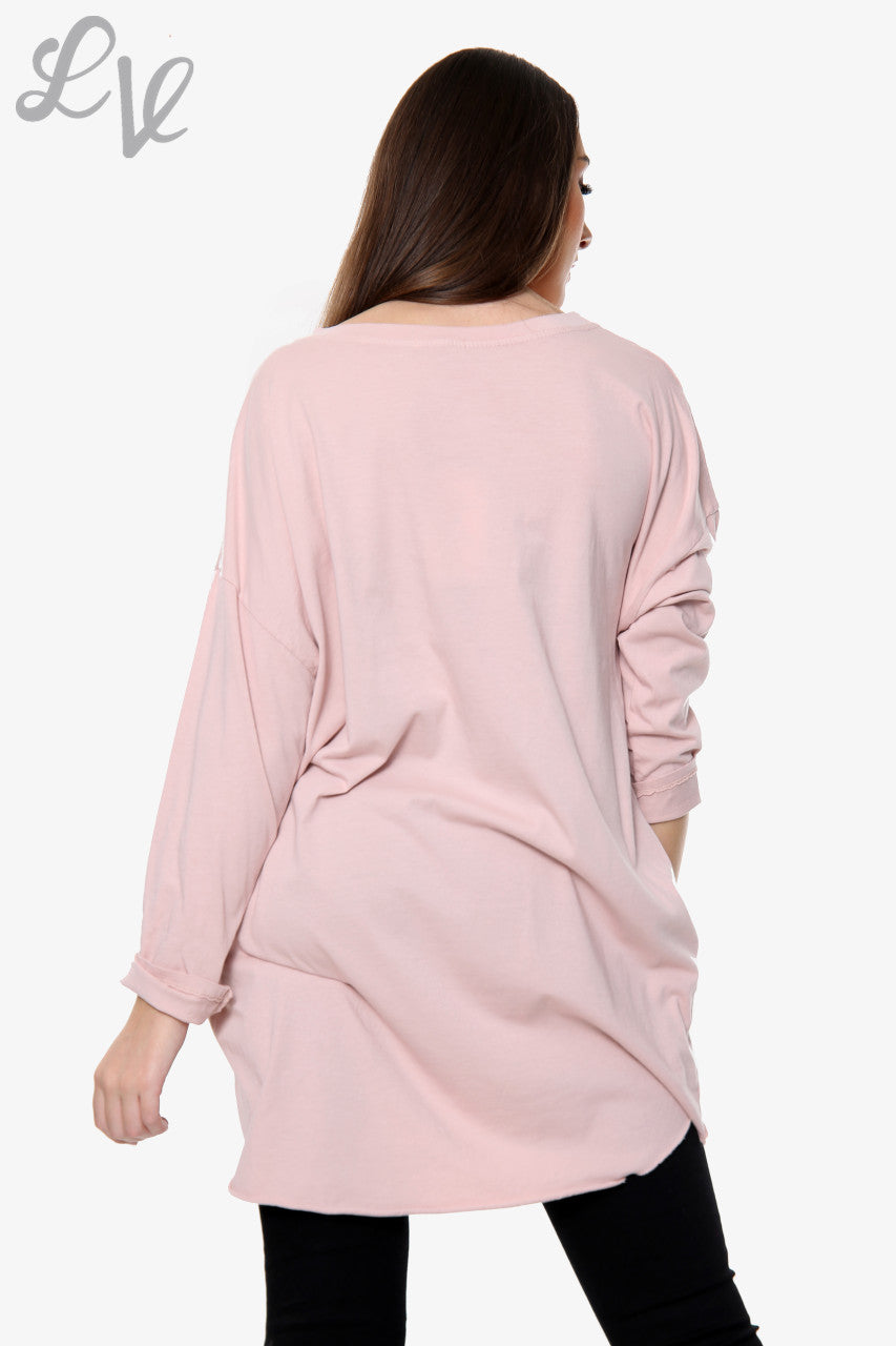 Dames Diamante Love Top Dusty Pink Prijs WAS €12,99 NU €6,49