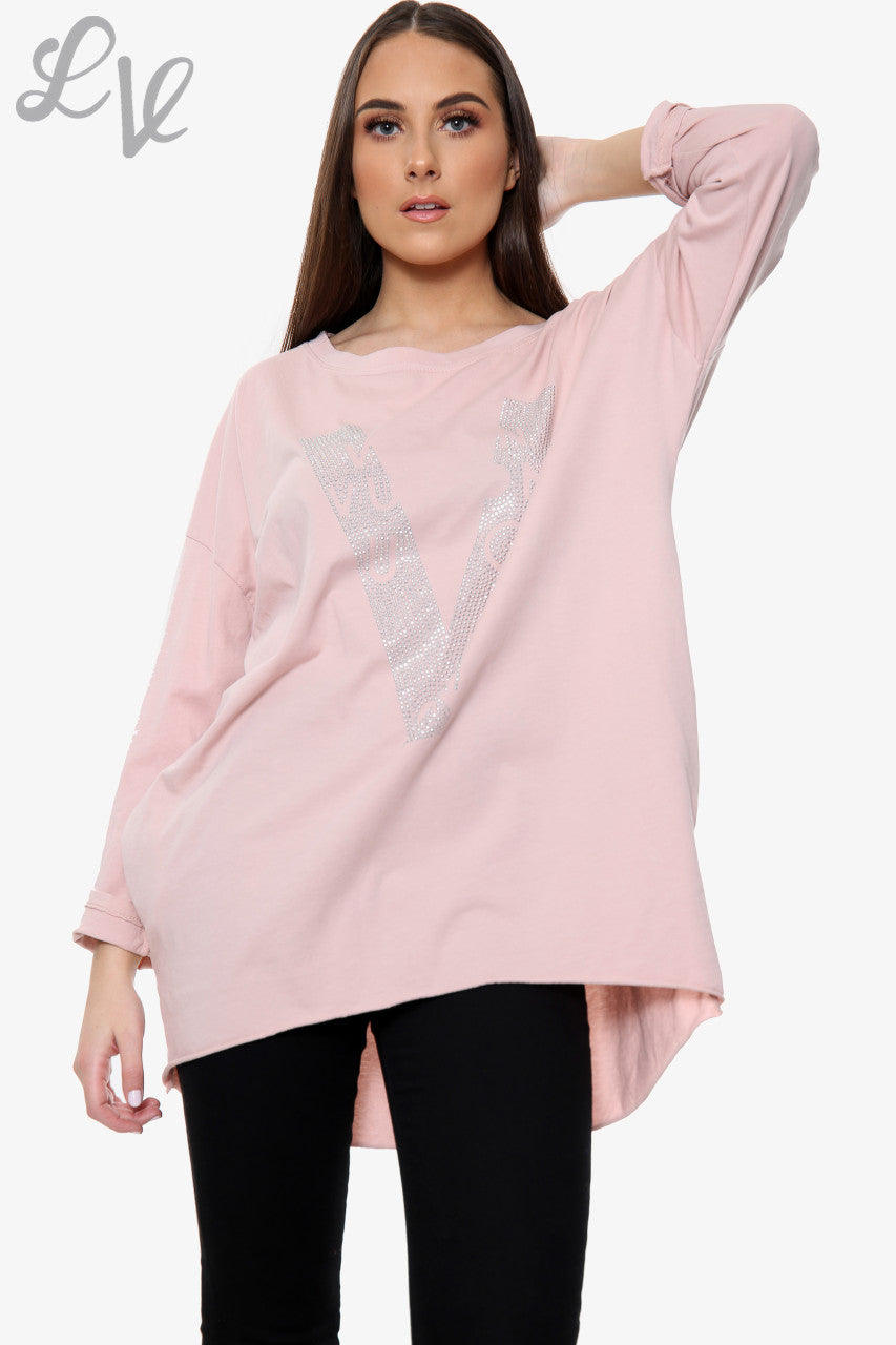 Dames Diamante Love Top Dusty Pink Prijs WAS €12,99 NU €6,49
