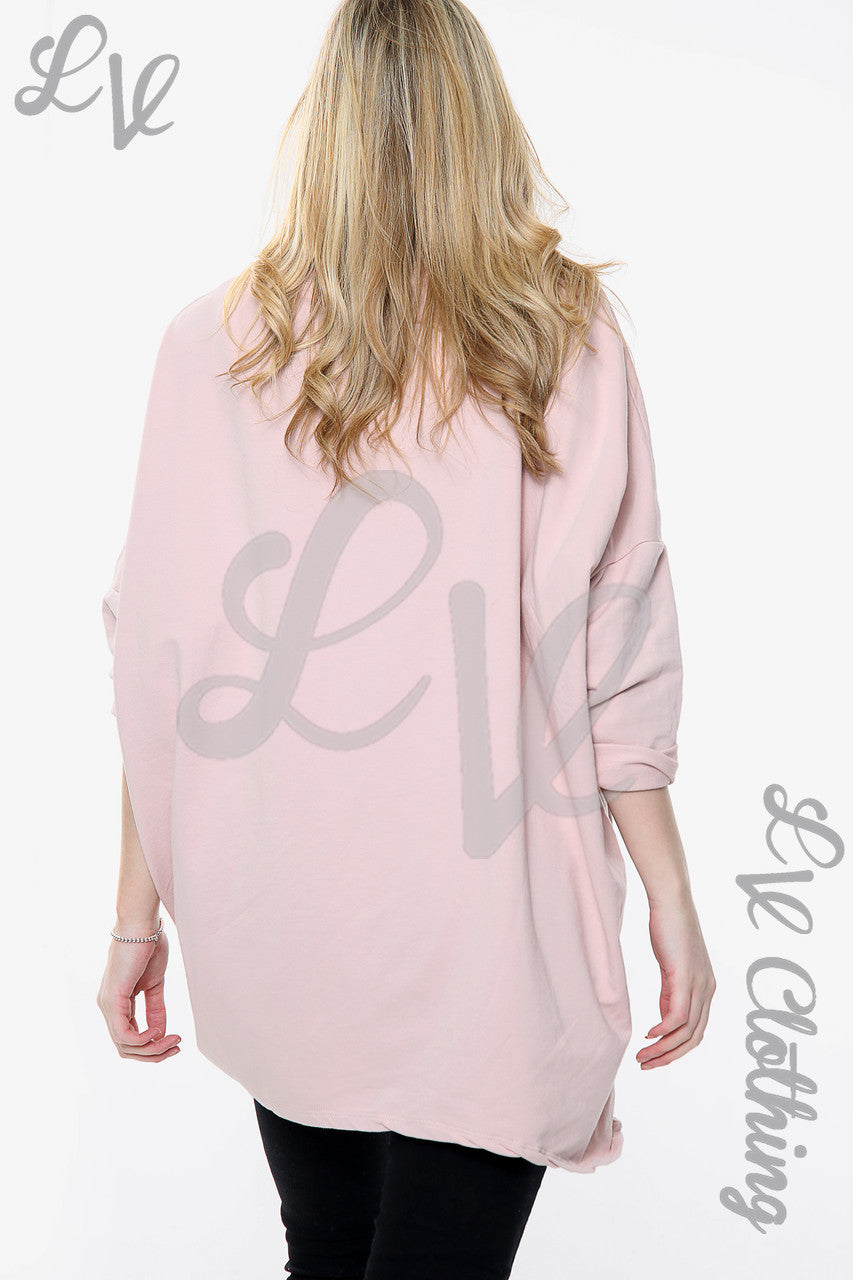 Dames Sweatshirt met Penseelstrepen Dusty Roze Eenheidsprijs WAS €11,99 NU €5,99