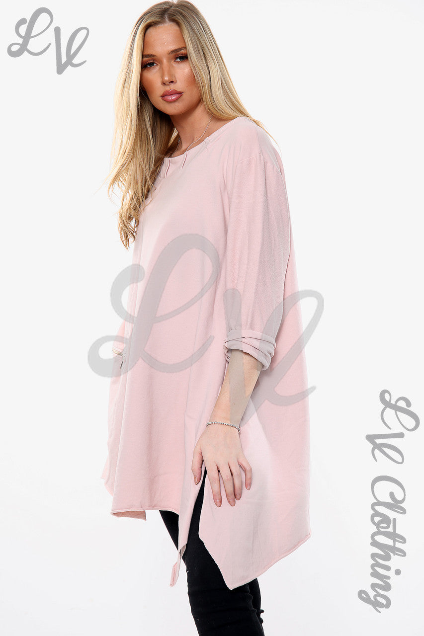 Dames sweatshirt met gedrapeerde zoom en ritsdetails Oudroze Prijs WAS €11,99 NU €5,99