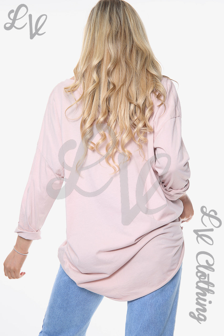 Ladies Graffiti Marks Top Dusty Pink Unit Price WAS £11.99 NOW £5.99
