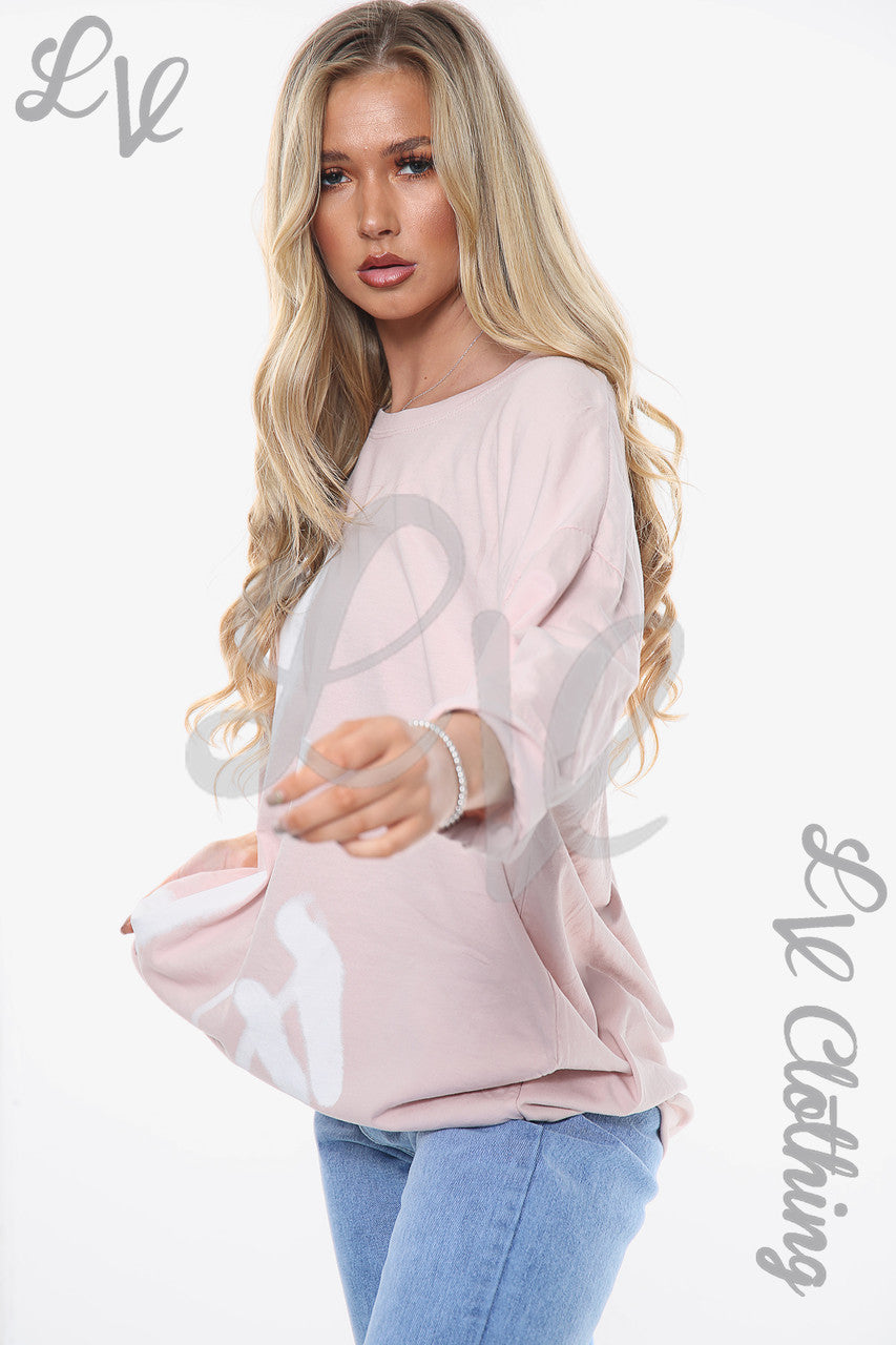 Ladies Graffiti Marks Top Dusty Pink Unit Price WAS £11.99 NOW £5.99